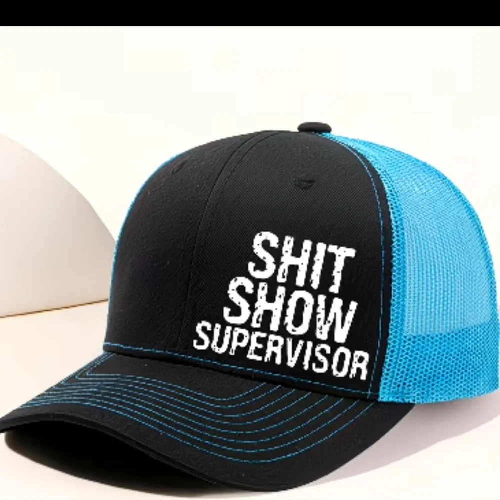 Funny “Sh*t Show Supervisor” Snapback Trucker Hat Black Blue Mesh Adjustable Cap